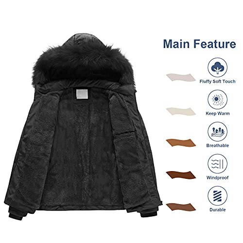 Chrisuno Women's Casual Short Winter Puffer Coat Soft Faux Fur Lining Lightweight Warm Jackets With Removable Hood3
