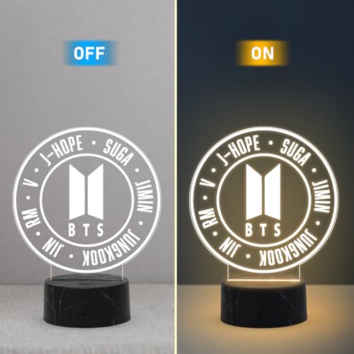Image of 3D Illusion Gift for BTS Fans | BTS Army Nightlight Gift for Women Girls Girlfriend Teen Girl Friends & Birthday Return Gift | Home Decor Light | Warm White Light & USB Powered