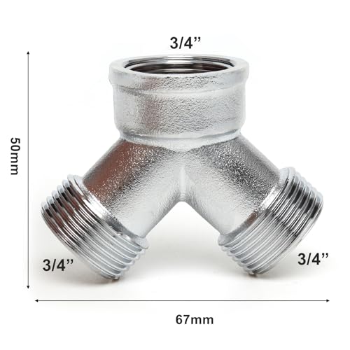 OPERMAXER 2-Way Brass Y Splitter, G 3/4 Inch Water Connection Distributor, for Two Inlet Hoses Washing Machine, Dishwasher - Image 3
