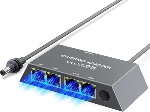 Ethernet Adapter for Starlink Gen3 & Mini – 4-Port Gigabit RJ45 Hub with Built-in 0.5M Cable, Plug & Play LAN Splitter for Wired Internet to PC, TV, Game Console, Printer, Cameras