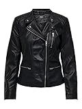 ONLY Damen Onlfreya Faux Leather Biker Otw Noos, Schwarz, 38