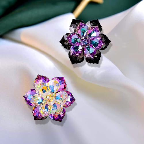 Image of Rhinestone Sunflower Brooch Pin for Women Red Black Purple Large Flower Broochs Snowflake Brooch Marquise Wreath Brooches Jewelry