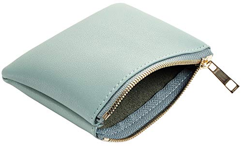 Image of Chelmon Leather Coin Purse Pouch Change Purse with Zipper for Men Women (Green Light)