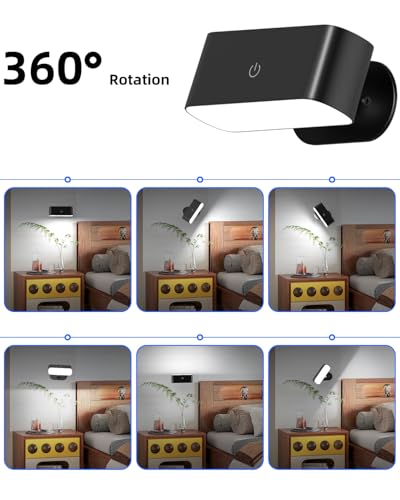 Battery Operated Wall Sconces Set of 2, Rechargeable LED Wall Mounted Light with Remote Control, Stick On Magnetic Wall Lights for Bedroom, 3 Modes Dimmable Bedside Reading Wall Lamps for Bedroom - Image 8