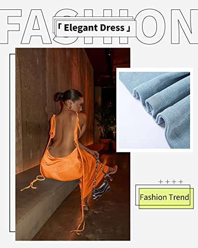 Image of Doweha Women Backless Cowl Neck Cocktail Going Out Dress Halter Slip Long Semi Formal Party 2026 Spring Summer Maxi Dress