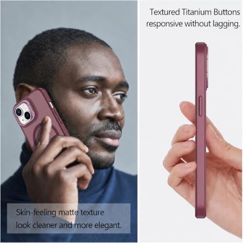 Image of Elzzi Kickstand Case for iPhone 15 Case Compatible with MagSafe, Built-in Adjustable Camera Guard Stand, Translucent Matte Anti-Fingerprint Heavy Duty Shockproof Phone Cover - Cherry