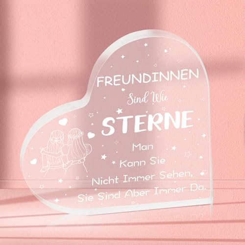 Hxezoc Geburtstagsgeschenk für Beste Freundin Freundschaft Geschenke Inspirierende Acrylplakette Herzförmiges Deko für weihnachtsgeschenke für Bff frauen