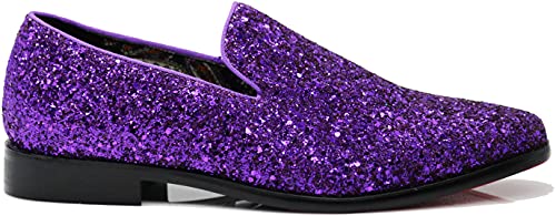 Image of SPK04 Men's Vintage Glitter Dress Loafers Slip On Shoes Classic Tuxedo Dress Shoes