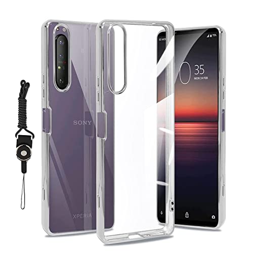 Xperia 1 II 用の ケース クリア 超薄型 SO-51A / SOG01 カバー TPU 耐衝撃 ケース ストラップホール付属 ネックストラップ付 黄変防止 柔らかい すり傷防止 指紋防止 耐久 携帯便利 Xperia 1 II