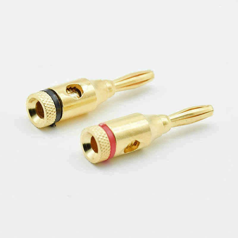 2 connettori per cavo altoparlante musicale a banana placcati in oro da 4 mm, 1 coppia, terminale a saldatura per amplificatore di altoparlante.