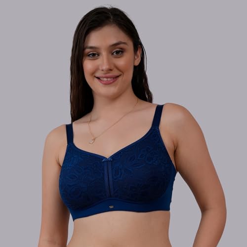 Image of SOIE Women Non Padded Non-Wired Full Coverage Minimizer Lace Bra