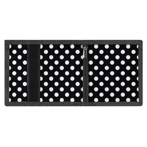 Vintage White Polka Dot Black Print Wallet for Men, Small Men's Bifold Wallet, 8 Credit Card Holder Slim Minimalist Front Pocket3