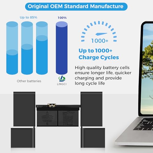 Image of A1705 Battery,A1534 A1527 Battery Replacement for MacBook 12 inch Retina A1534 A1705 (Early 2015, Early 2016, Mid 2017) (Upgraded High Performance 7.55V 39.71Wh 5263mAh)