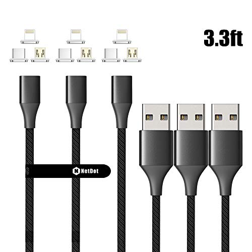 NetDot Magnetic Charging Cable,Gen10 3 in 1 Nylon Braided Fast Charging Magnetic Cable