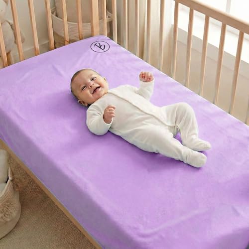 Image of Btag Baby Waterproof, Super Soft Fast Drying Mattress Protector | Extra Absorbent, Anti-Itching Sheet for New Born,Toddler (Size 100x140 cm, Pack of 1, Lilac)
