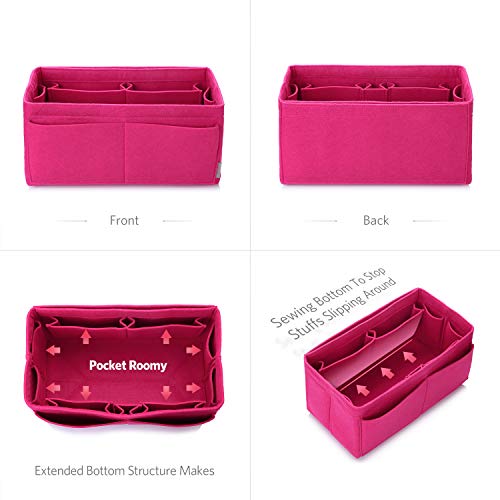 Image of Felt Purse Organizer, Bag in Bag Organizer For Tote & Handbag, Speedy, Neverfull, Medium Large Extra Large (Large, Rose)