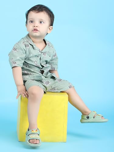 Image of POLKA TOTS 100% Cotton Half Sleeve Shirt and Shorts Combo for Boys | Co-Ord Set for Kids | Summer Wear Dress for Toddlers | Breathable & Skin-Friendly Boys Clothes | Trendy Summer Outfit & Beach Wear