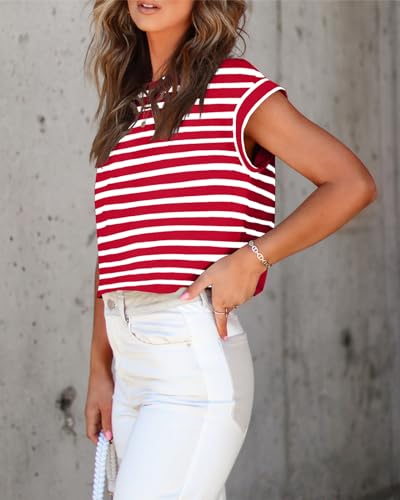 Image of Tankaneo Womens Short Sleeve Cropped T-Shirts Summer Rolled Dolman Sleeve Crop Tops Casual Round Neck Solid Short Basic Tees