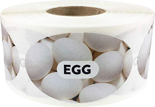 Egg Grocery Store Food Labels 1.25 x 2 Inch Oval Shape 500 Total Adhesive Stickers