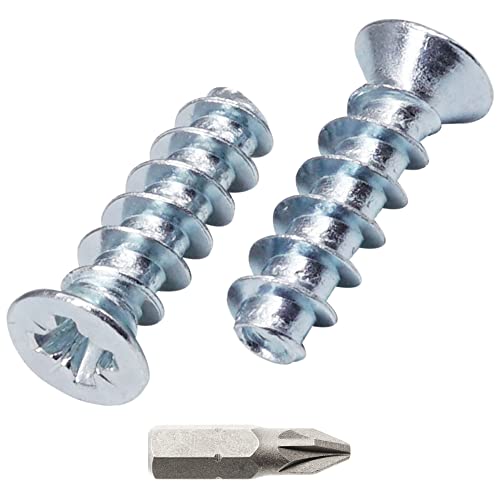 SKIR'CO (100 pcs) Zinc Plated Euro Screws 5.0 x 16 mm, Drawer Runner Screws, Flat Countersunk Head, Hinge Screws