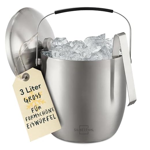 Die Kunst des gepflegten Besaufens: Was Dresscodes bedeuten, wie du Sekt von Champagner unterscheidest und trotz Firmenfeier deinen Job behältst 5 SILBERTHAL Eiswürfelbehälter mit Deckel und Zange - Edelstahl - Doppelwandig Isoliert - Extra Kühlung mit Kühlmanschette - Eiseimer 3L