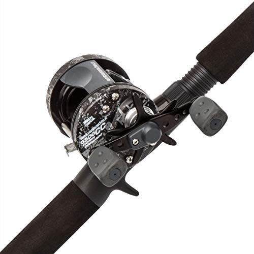 Abu Garcia 7’ Catfish Commando Cast Fishing Rod and Reel Baitcast Combo, 7’ 1-Piece Rod, 1 +1 Ball Bearings with Lightweight Aluminum Spool, 6500 Size Reel - 7' - Medium Heavy - 1pc