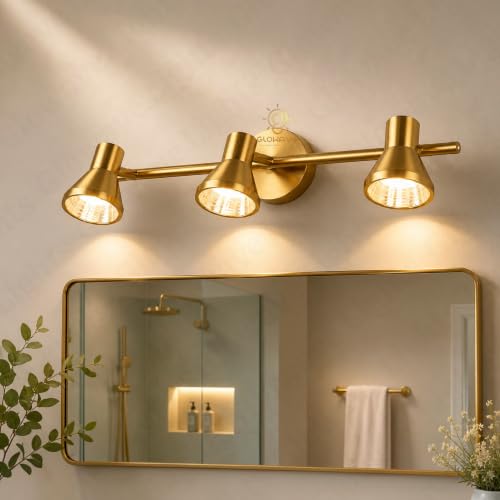 Image of Glowave Classic Metal Golden 3 LED Light with Adjustabe Head Mirror Vanity Bathroom Picture Light - Warm White (485)