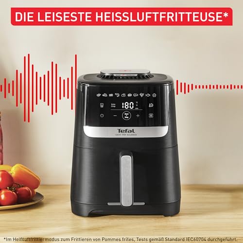 Tefal Easy Fry Silence Heißluftfritteuse, bis zu 99% weniger Fett, Silent-Technologie, 5 Liter, inkl. antihaftbeschichtetes Grillrost, von 40°C bis 220°C, spülmaschinenfest, Schwarz, EY5528E0 – Bild 4