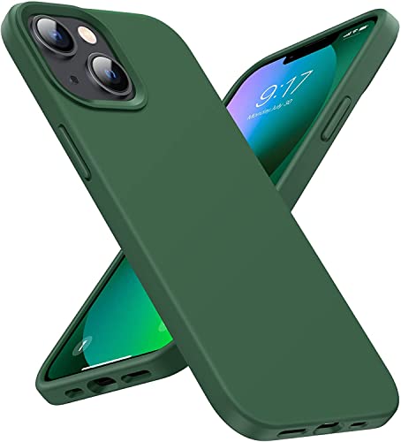 Image of MIDOS Back Cover Compatable with iPhone 13 Liquid Silicone Case Full Protection Shock Proof Back Cover for iPhone 13 (Dark Green)