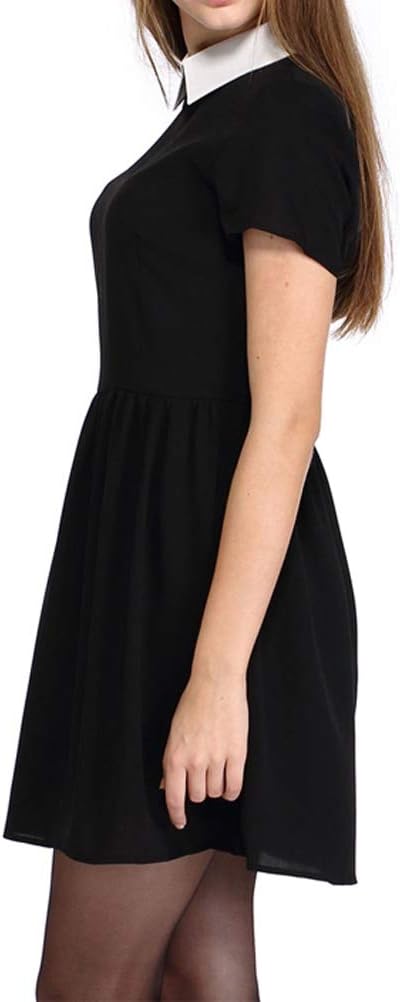 Sunfaynis Women's Short Sleeve Peter Pan Collar Dress Wednesday Addams Halloween Costumes - Image 2