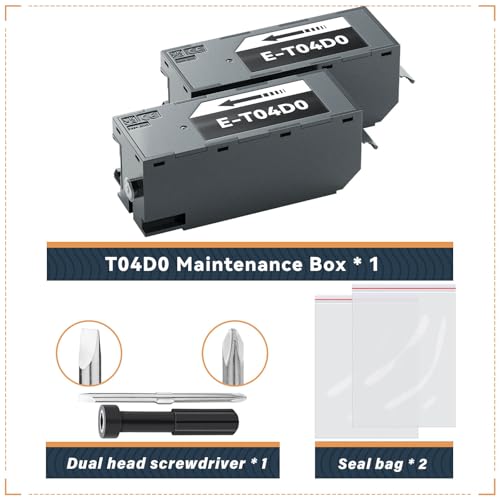 t04d0 maintenance box compatible replacement for epson ecotank et-7700 et-7750 et7700 et7750 7700 7750 printers compatible replacement for epson ink maintenance box t04d004d0 2 packs