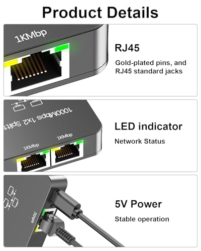 LAN-Splitter Uzifhdhi 1 auf 2 mit Ethernet Kabel