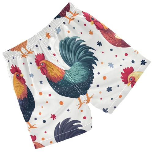 Pigsaly Boys Swim Trunks Cartoon Flowers Roosters Boys Board Shorts Swimsuit Swimwear Summer Bathing Suit S2