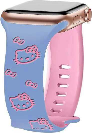 Women Silicone Bands Compatible Apple Watch 38mm 40mm 41mm 42mm 44mm 45mm 49mm Butterflies Floral Engraved Soft Sport Band for iWatch Ultra Series 10 9 8 7 6 5 4 3 2 1 SE (blue 38mm/40mm/41mm)