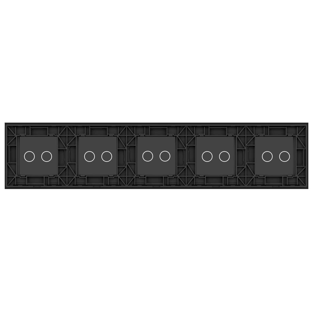 Nur Glasblende 5 Fach VL-C7-C2-C2-C2-C2-C2-12 Schwarz Glasrahmen Glas Blende für Steckdosen Touch Berührungs Lichtschalter und Serienschalter von LUXUS-TIME