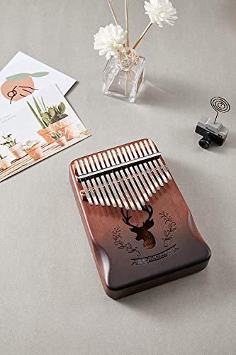 Image of Kalimba 17 Keys Thumb Piano Figer Piano Mbira Keyboard Music Instrument with Bag, Tune Hammer, Learning Instruction and Stickers, Gift for Kids Adults Beginners Professional