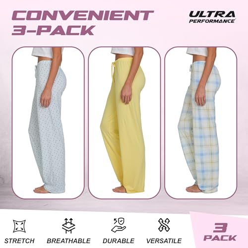 Image of Ultra Performance Pajama Pants Women 3 Pack Soft PJ Lounge Pajama Pants