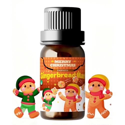 EMBRACEX. Huile essentielle parfumée au pain d'épices, 10 ml - Parfum chaleureux pour les décorations de Noël, les bougies, les cadeaux de Noël, les désodorisants pour voiture et les diffuseurs.