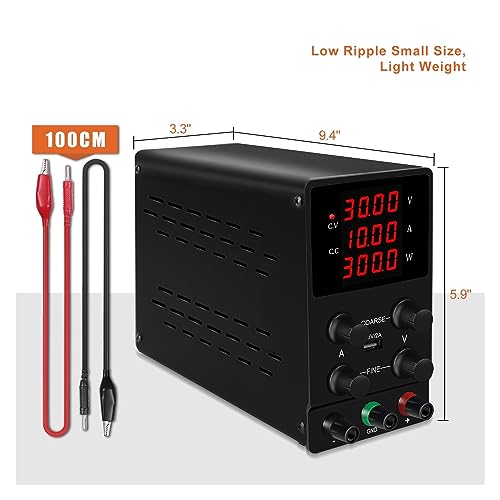 Fuente de alimentación CC SPS305 Black de laboratorio con USB regulable 5