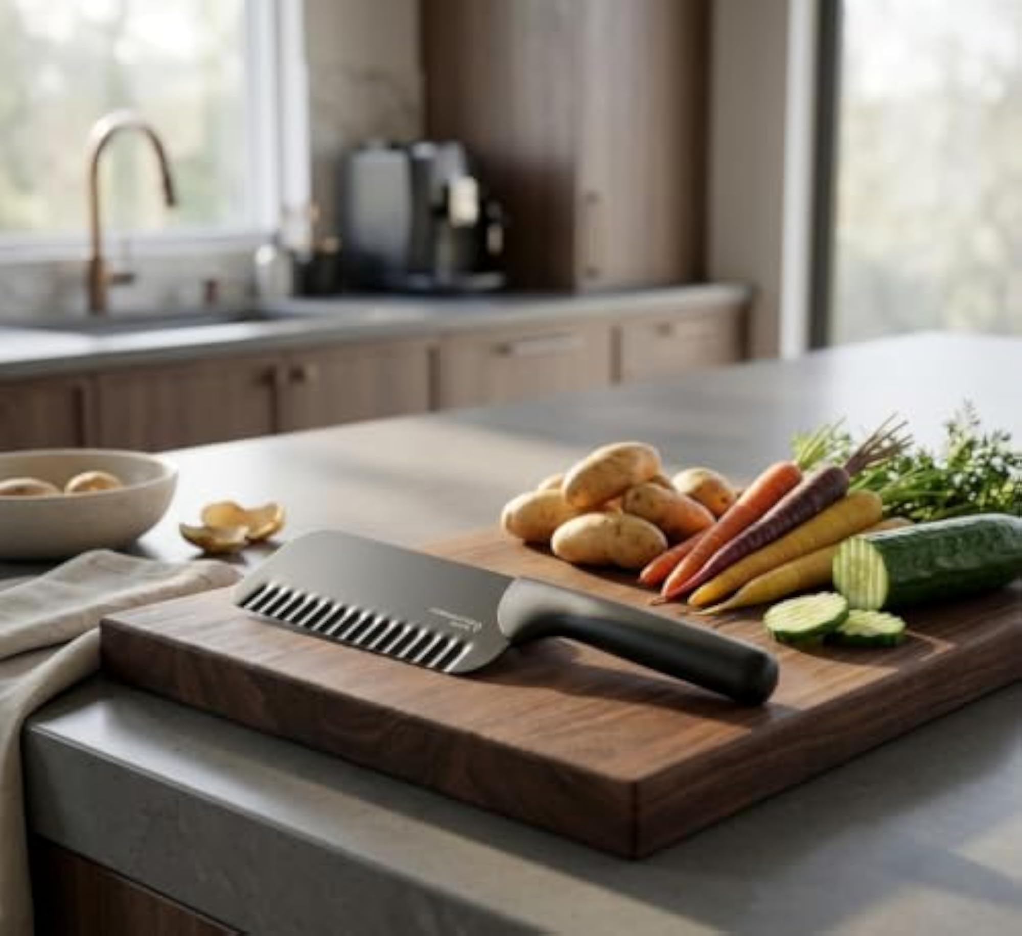 Knife Wolf Tooth Style Potato Wave Cutter, Ergonomic Tool