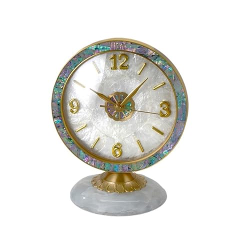 Reloj de mesa moderno de latón con esfera Shell White para una decoración nórdica 2