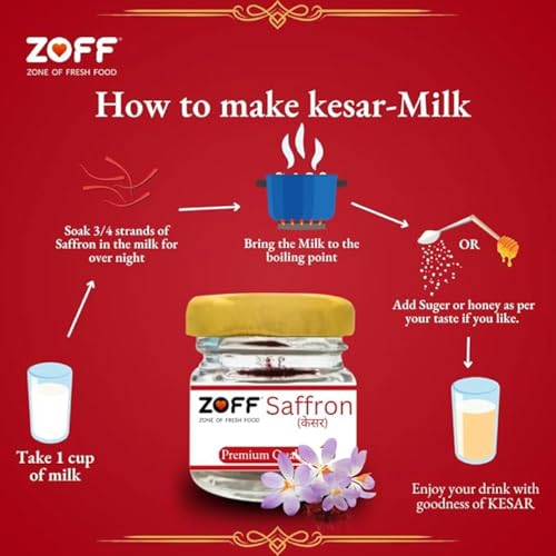 Image of Zoff kesar saffron original- Premium Kashmiri kesar saffron- Hand-Picked & Naturally Aromatic -Perfect for Cooking, Desserts & Wellness -Net Weight: 1g (Pack of 3)