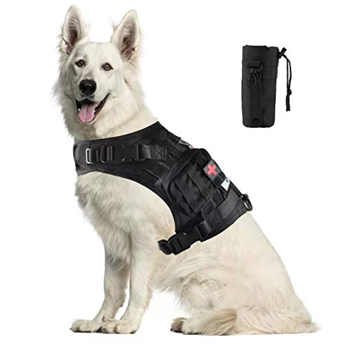 Hanshengday Tactical Dog Vest-Training Molle Harness-Tactical Dog Backpack-Pet Tactical -Vest Detachable Pouches-Relective Patches¡­
