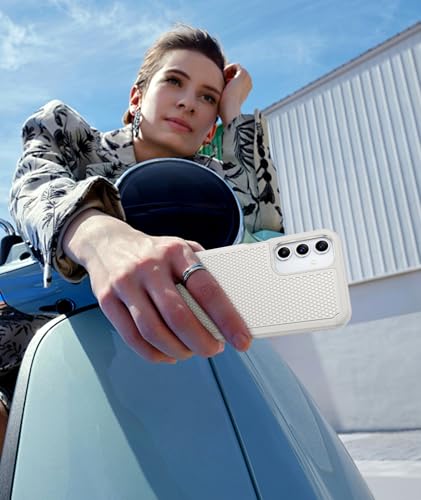 Image of FNTCASE for Galaxy A15-5G Phone Case - Samsung A15 5G Military Grade Drop Protection, 14ft Drop Tested, Screen Protector Included, Anti-Slip Textured, TPU+PC Dual Layer Shockproof Cover (Off-White)