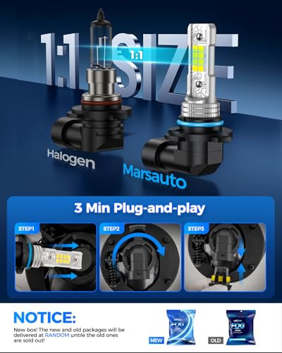 Image of Marsauto H10 /9140 /9145 LED Fog Light Bulbs,100% Successful Installation,10000LM 600% Brightness 6000K LED Bulbs, 9040 9045 Fog Lights For Cars,Trucks, Non-polarity, Side Marker & Parking Light Combos
