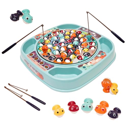 Jeu de Pêche pour Enfants,Jeux Peche a La Ligne Jouet avec 4 Cannes à Pêche,45 Poissons,Plateau Rotatif,Musical Jeu Educatif Jouet,pour Enfant Garcon Fille...