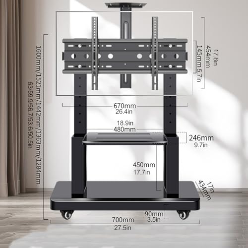 Soporte móvil para TV con ruedas, hasta 500 lb miniatura 2