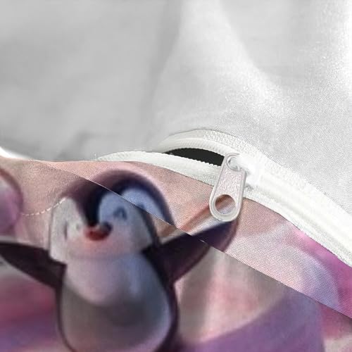 Housse de couette pingouin animaux imprimé 3D literie microfibre fermeture éclair - 5
