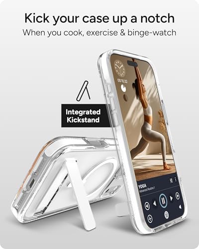 Image of ZAGG Santa Cruz Snap Case with Kickstand for iPhone 17 Pro Max - White, Drop Protection (13ft /4m), MagSafe Charging Compatible, ClearGuard Anti-Yellowing Technology, Scratch Resistant Phone Case