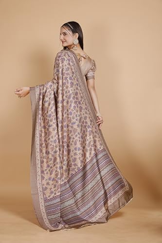 Image of Garden Vareli Pashmina Saree With Unstitched Blouse Piece